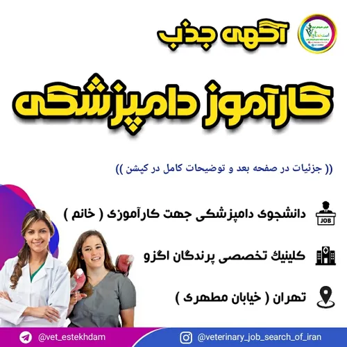 جذب کارآموز دامپزشکی در تهران