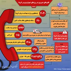 📣 تلفن‌های ضروری در روزهای شیوع ویروس #کرونا