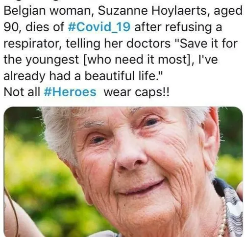 🔹سوزان، مادربزرگ نود ساله بلژیکی استفاده از دستگاه تنفسی 