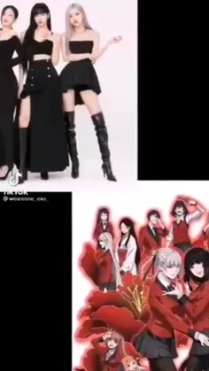 black pink and anime