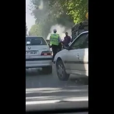 پلیس راهور آتش‌سوزی در خیابان را مهار کرد
