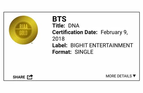 واااو DNA هم گواهی طلا از RIAA گرفت