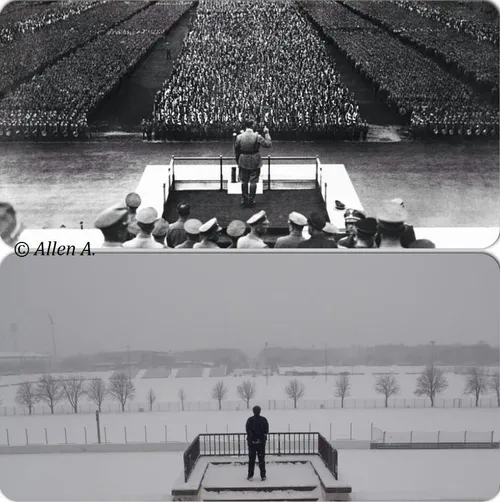 محل سخنرانی هیتلر در نورمبرگ آلمان در سال ۱۹۳۵ میلادی و ا