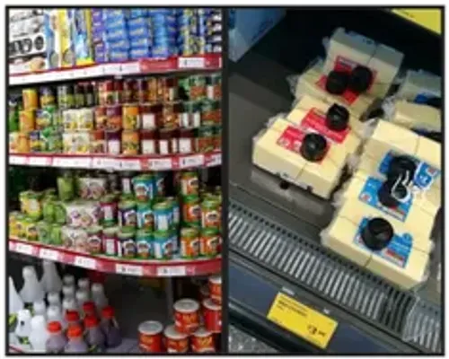 📷تصویر سمت چپ وضعیت قفسه ها در فروشگاههای ایرانه، سمت راس