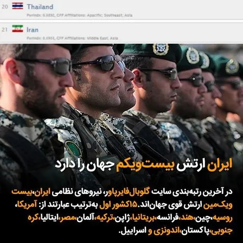 ایران 21مین ارتش پرقدرت جهان را دارد!