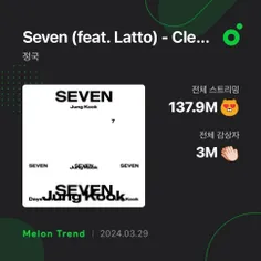 آهنگ (.Seven (Clean Ver به 3 میلیون شنونده خالص در ملون ر