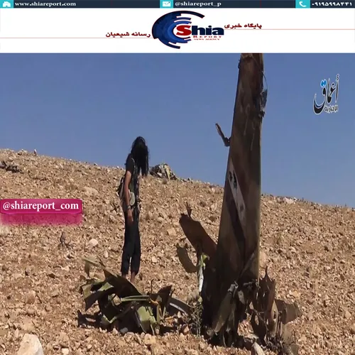 تصویری از جنگنده ساقط شده ارتش سوریه توسط گروهک داعش