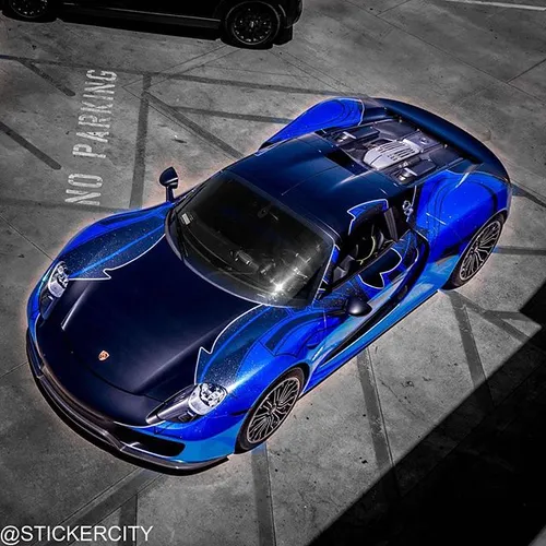 Pearlescent Ultra Metallic Blue Chrome Graffiti wrap on P