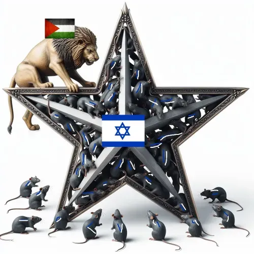 کاریکاتور عملیات طوفان الاقصی و وحشت موش های اسرائیلی