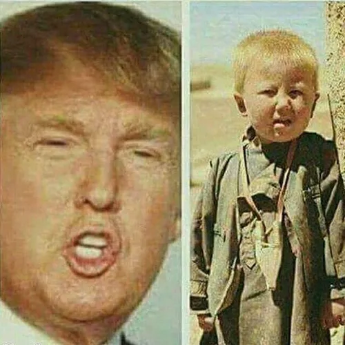نقل شده اون پسر بچه عکس زیر خاکی از کودکی جناب ترامپه!😅 ط
