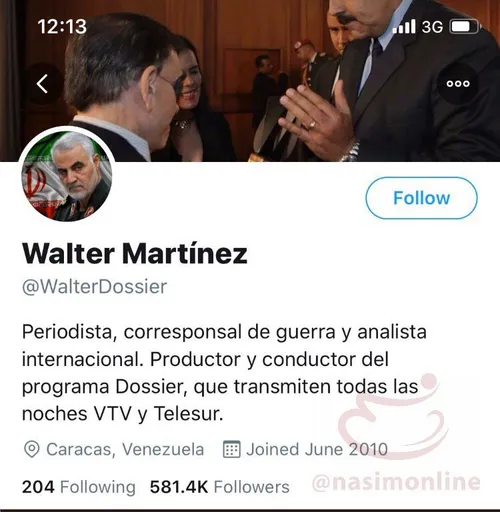 ‏"والتر مارتینز " از خبرنگاران مطرح ونزوئلا، تصویر پروفای