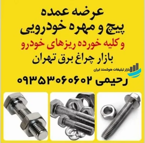 فروشگاه شاهین پیچ . عرضه کننده انواع پیچ و مهره خودرو