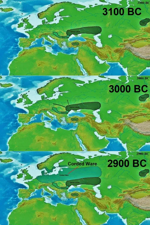 قلمروگستری هندواروپائیان ، از سال 3100 تا 2900 پیش از زاد