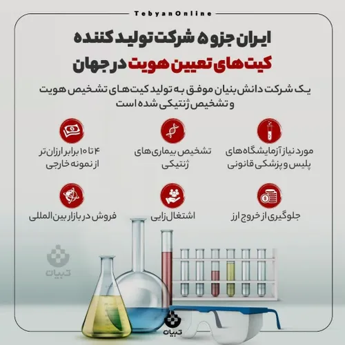 📸 ایران جزو ۵ شرکت تولید کننده کیت های تعیین هویت در جهان