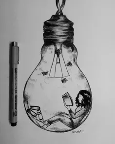 #ink #inkdrawing #lightbulb #octopus #surreal #surrealart