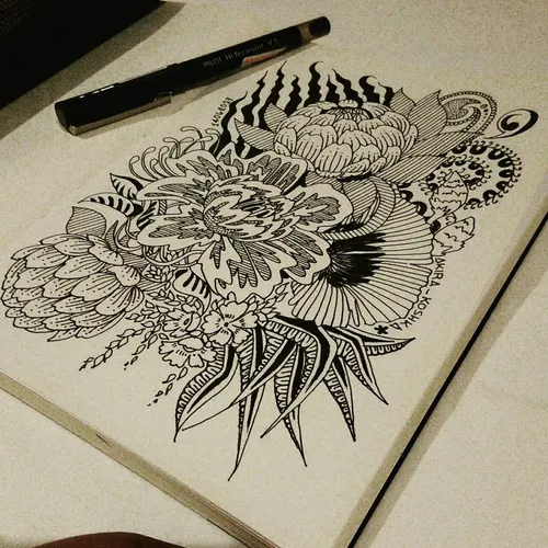 blackandwhite doodle doodleart doodledrawing doodles flor