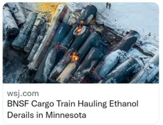 🔺یک قطار دیگر  در مینسوتای آمریکا از ریل خارج شد و محموله