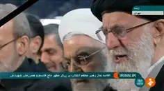 گریه امام امت در هنگام اقامه نماز بر پیکر حاج قاسم سلیمانی