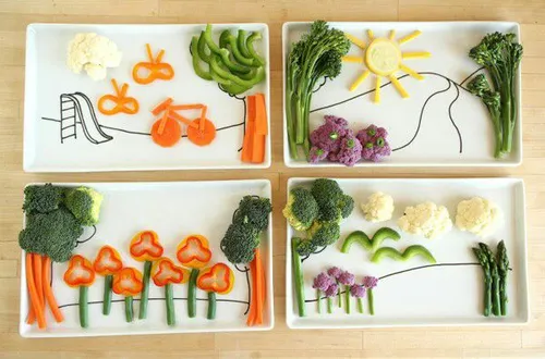 🎀 تزیین زیبا و خلاقانه بشقاب سبزیجات کودک