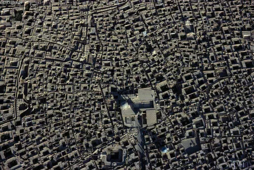 عکس هوایی از بافت تاریخی شهر یزد