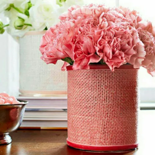 استفاده از قوطی کنسرو برای گلدان