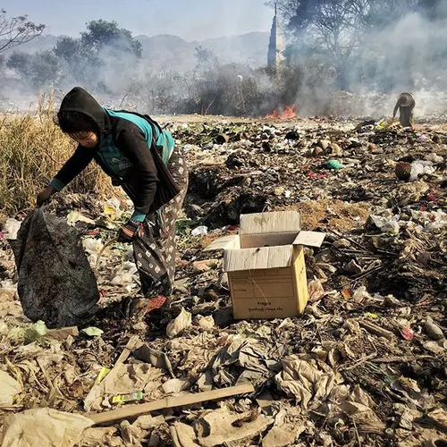 Than Than Htwe, 17 and Hla Hla Aung, 20 are collecting re