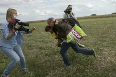 لگد زدن خبرنگار زن اروپایی به آوارگان سوری ؛