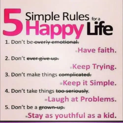 پنج قانون ساده برای زندگی شاد...