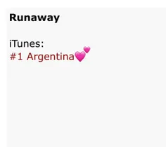 آهنگ Runaway اکسو در جایگاه اول آیتونز آرژانتین قرار داره