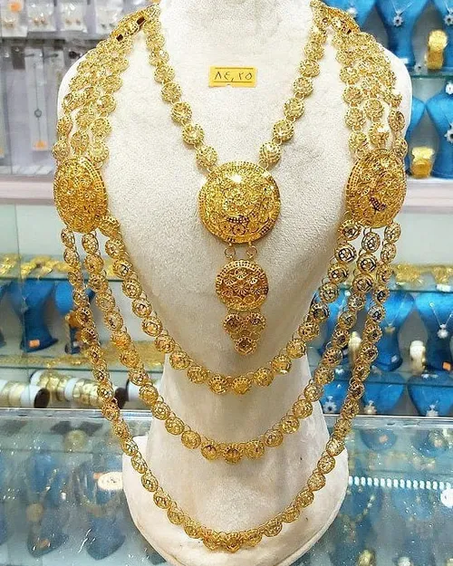 گردنبند بحرینی نقره خالص روکش طلا آبکاری طلا