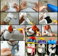 ساخت پنگوئن با بطری نوشابه.