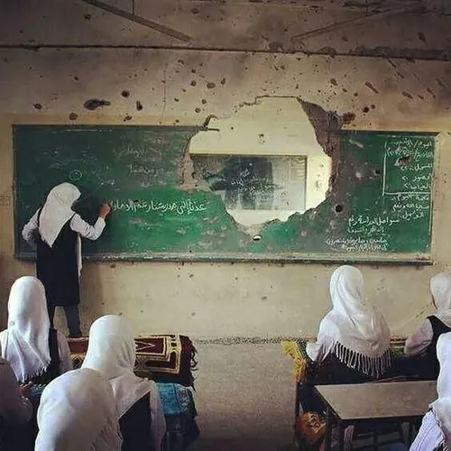 تصویری تکان دهنده از مدرسه ای در سوریه /منبع : تسنیم