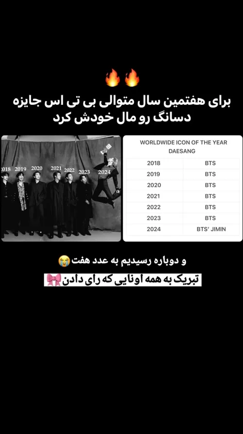 واقعا ممنونم از همه آرمی هایی که رای دادن وتبریک میگم به 