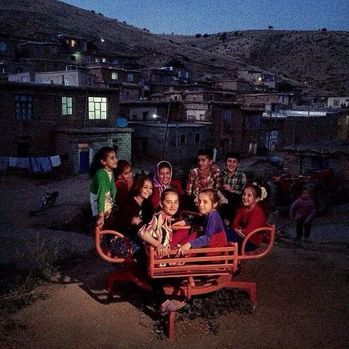 Kids have fun at the mountain village of Somaqlu, Saqez, 
