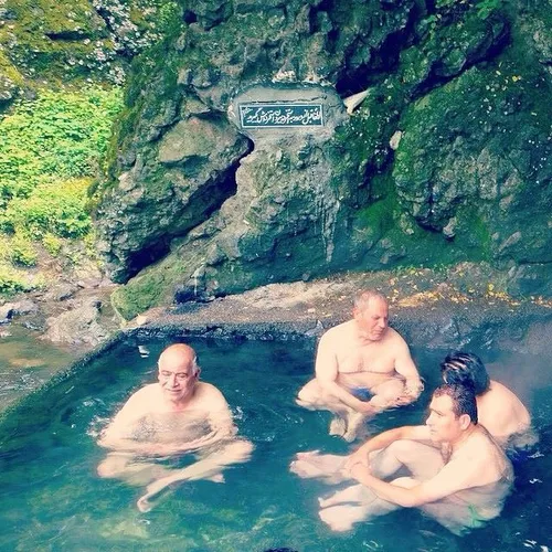 Men relaxing in ‘Ali Dashi’ hot spring located near to Gi