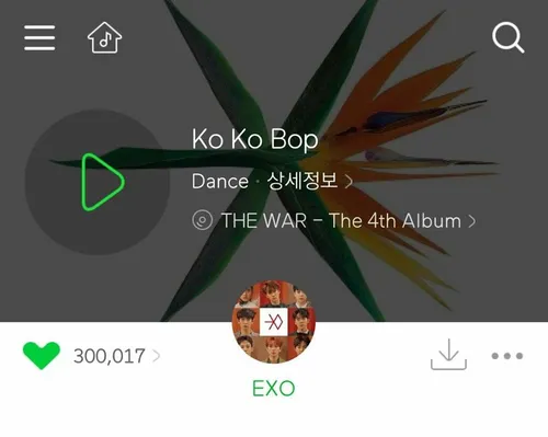 تعداد لایکای آهنگ KO KO BOP از EXO به 300 هزار رسید و EXO