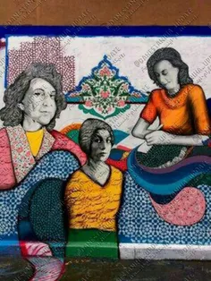 دیواری در سانفرانسیسکو با تصویری از سه زن ادیب ایرانی
