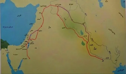 مسیر حرکت حضرت ابراهیم از بین النهرین تا فلسطین