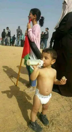 کودکان این سرزمین در کنار شیر خوردن مبارزه با سنگ را برای
