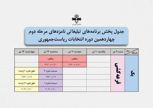 تاریخ مناظره ها و برنامه های تبلیغاتی دور دوم انتخابات ری