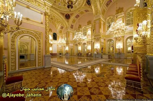 نمایی زیبا از درون یکی از دالان های کاخ کرملین در مسکو