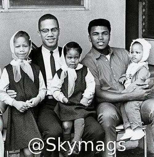 محمد علی کلی و مالکوم ایکس به همراه فرزندانشون.