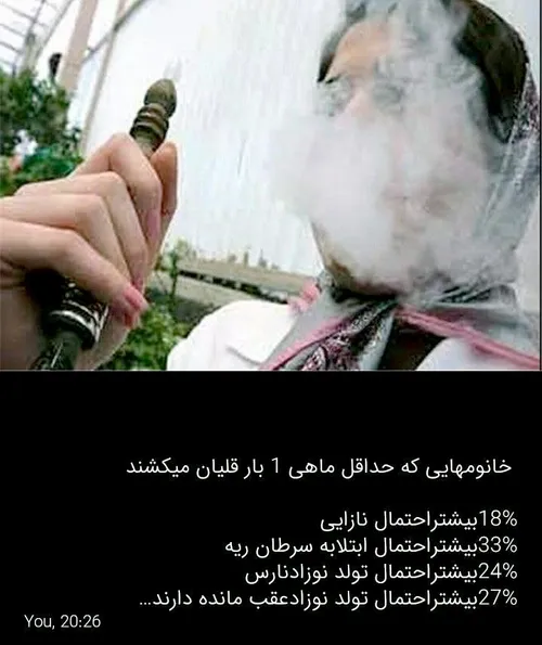 خانومهایی که حداقل ماهی 1 بار قلیان میکشند...