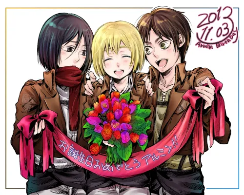 Mituha art🍰 E M A💞 attack fan art🐍 Eren jaeger💚 armin arl