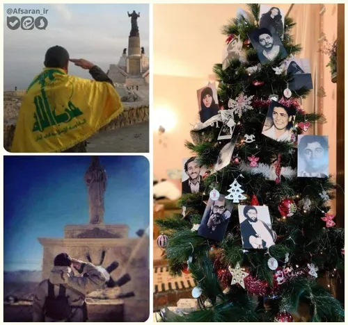 📷 درخت کریسمس تزیین شده با عکس هایی از شهدای مقاومت، در م