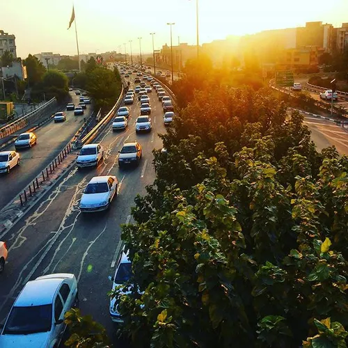 dailytehran Tehran sunset highway traffic tehranpics