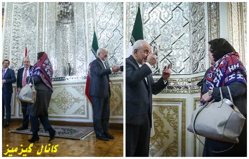 تذکر ظریف به پوشش یکی از زنان هیات همراه وزیر خارجه انگلی