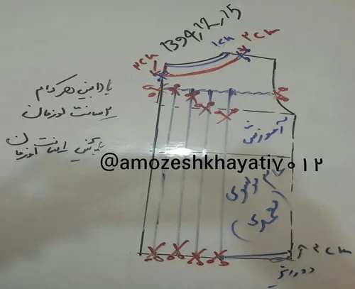 الگوی قسمت پشت پیراهن جین دخترانه