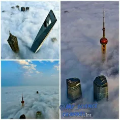 آسمان خراش های شانگهای در هوای ابری