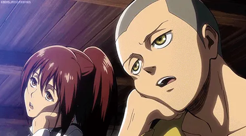 anime gif🎠 Connie Springer💫 Sasha braus🍞 shingeki~S2 ep 1